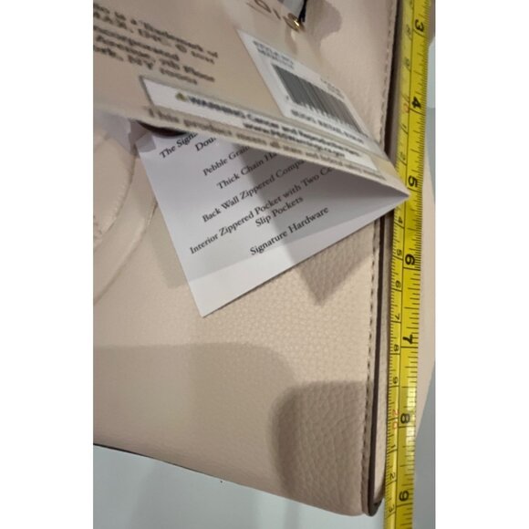NWT Max Studio Pebble Grain Double Handle Tote Bag Chain Straps Ivory Color - Picture 6 of 12